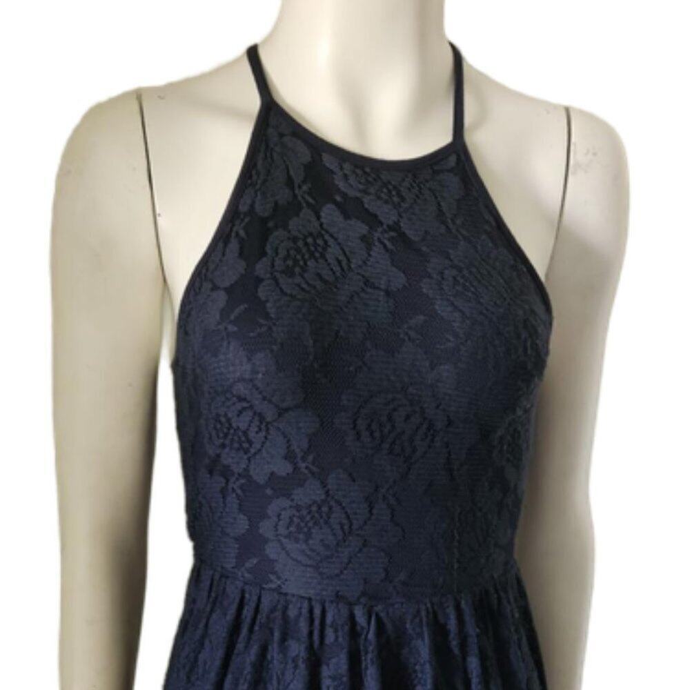 Abercrombie & Fitch Navy Lace Halter Back Cut Out Dress || Small GUC